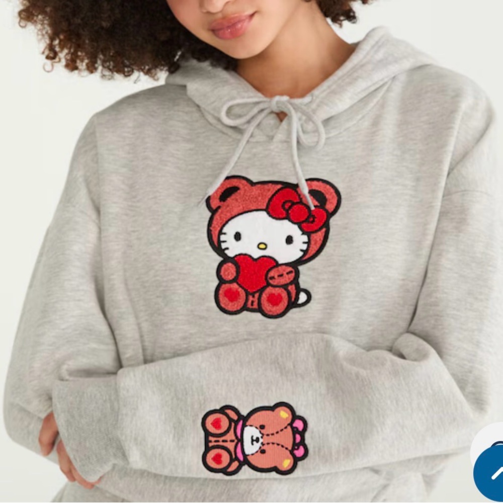 Hello Kitty Gray Hoodie with Red Accents